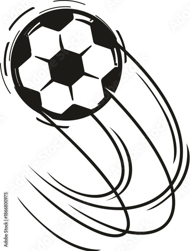 Football soccer ball kick motion trail element. Sport game ball speed movement trail sign, long motion vector symbol. Football kick or shoot element or soccer shoot trace graphic symbol