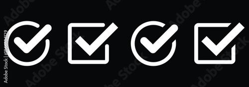 Check mark icon set. tick mark icon. check box icon with correct sign. approval symbol. check box icon with right or correct buttons and yes checkmark tick box icons - checkbox symbol sign. eps 10