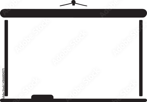 Blank classroom whiteboard with tray and eraser icon vector silhouette on transparent background