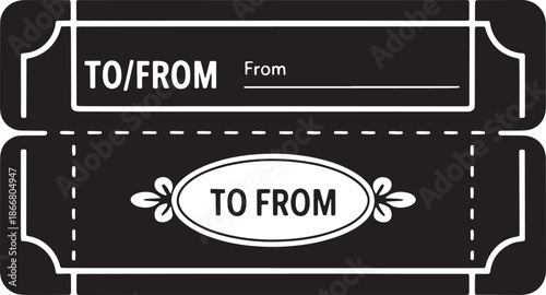 Vintage gift tag template with to from text area for holiday present package greeting label