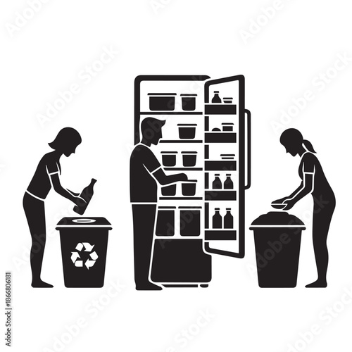 man and woman recycling bin