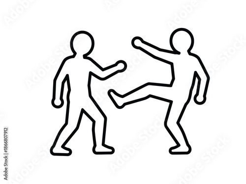 Martial Arts Fight Silhouette Icon – Self Defense Combat Illustration
