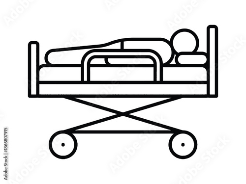 Hospital Stretcher Bed Icon – Emergency Medical Gurney Silhouette Illustration