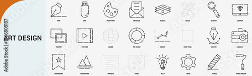 art design and creative studio outline icons, graphic tools vector