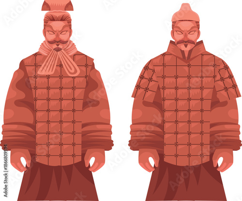 ancient chinese red clay warriors