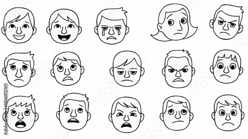 Collection of Diverse Human Faces Expressing Various Emotions.