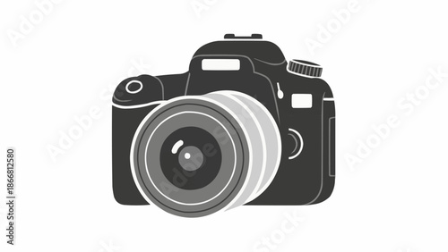 Digital Camera with Lens Illustration Icon Graphic.