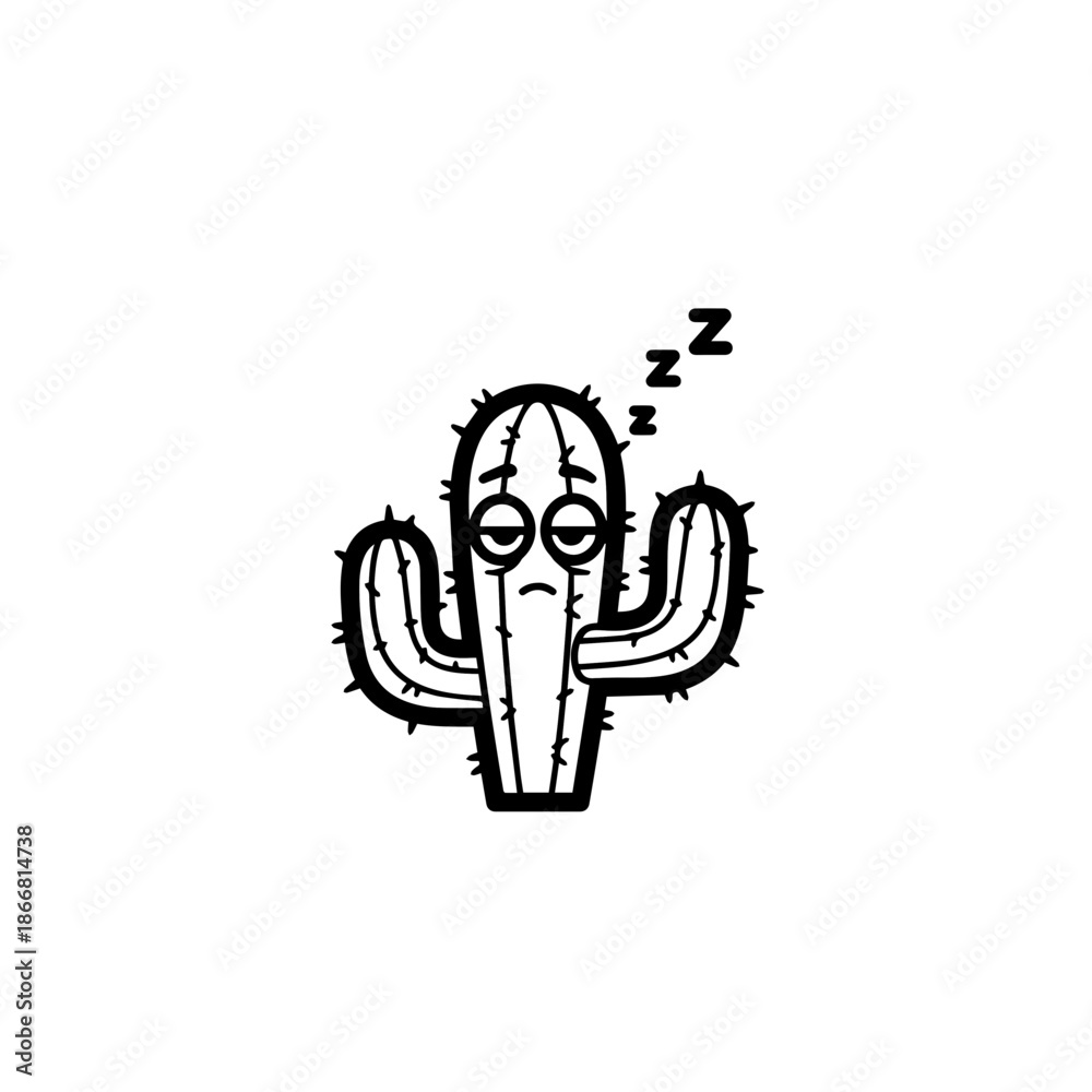 Fototapeta premium Sleepy Cactus Character