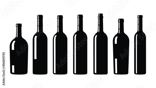 Collection of wine bottles - SVG and PNG icons - Vector Icons and Stickers - PNG, SVG, EPS - Glyph and solid icon set - Icon vector - Flat Design Icon - line icon set