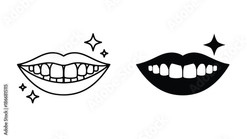 Smiling lips with sparkles - SVG and PNG icons - Vector Icons and Stickers - PNG, SVG, EPS - Glyph and solid icon set - Icon vector - Flat Design Icon - line icon set