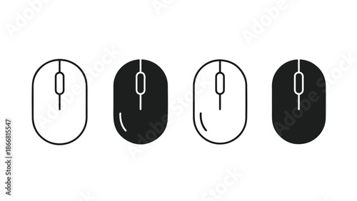 Set of four computer mice - SVG and PNG icons - Vector Icons and Stickers - PNG, SVG, EPS - Glyph and solid icon set - Icon vector - Flat Design Icon - line icon set