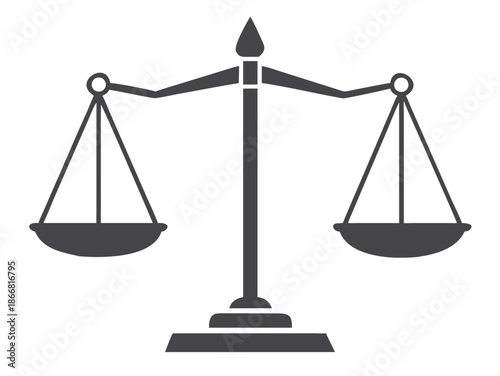 Simple illustration of traditional scales of justice in a monochromatic style