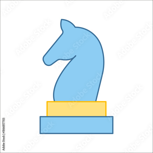 A chess knight piece on a pedestal, representing strategic thinking, clever moves, and business tactics