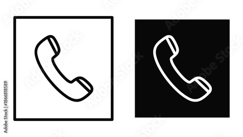 Simple phone icon set in black and white