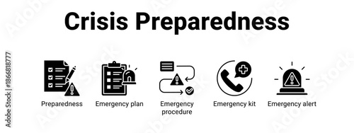 Crisis Preparedness web banner icon vector illustration concept for  with icon of Preparedness, Emergency plan, Emergency procedure, Emergency.