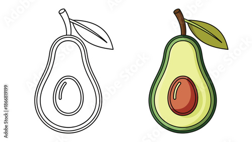 Illustrated comparison of avocado and pear - SVG and PNG icons - Vector Icons and Stickers - PNG, SVG, EPS - Glyph and solid icon set - Icon vector - Flat Design Icon - line icon set