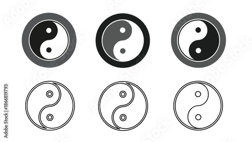 Variations of the yin and yang symbol - SVG and PNG icons - Vector Icons and Stickers - PNG, SVG, EPS - Glyph and solid icon set - Icon vector - Flat Design Icon - line icon set