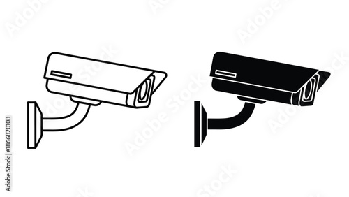 Two security cameras mounted on walls - SVG and PNG icons - Vector Icons and Stickers - PNG, SVG, EPS - Glyph and solid icon set - Icon vector - Flat Design Icon - line icon set