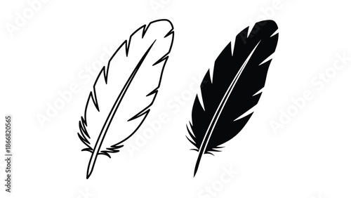 Two simple feather silhouettes - SVG and PNG icons - Vector Icons and Stickers - PNG, SVG, EPS - Glyph and solid icon set - Icon vector - Flat Design Icon - line icon set