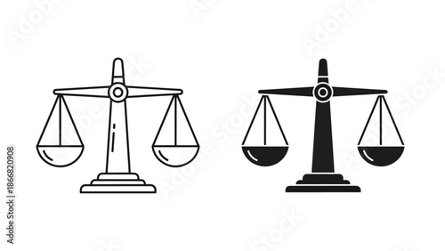 Balanced scales of justice - SVG and PNG icons - Vector Icons and Stickers - PNG, SVG, EPS - Glyph and solid icon set - Icon vector - Flat Design Icon - line icon set