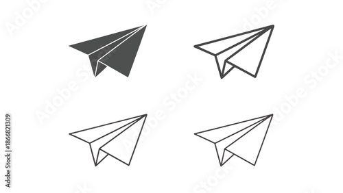 Collection of paper airplanes - SVG and PNG icons - Vector Icons and Stickers - PNG, SVG, EPS - Glyph and solid icon set - Icon vector - Flat Design Icon - line icon set