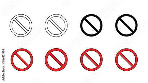 Set of prohibited signs in various colors - SVG and PNG icons - Vector Icons and Stickers - PNG, SVG, EPS - Glyph and solid icon set - Icon vector - Flat Design Icon - line icon set