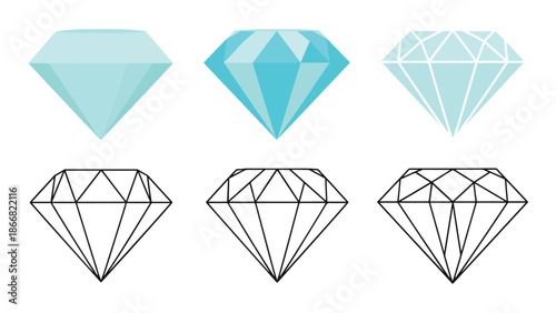 Various diamond shapes and structures - SVG and PNG icons - Vector Icons and Stickers - PNG, SVG, EPS - Glyph and solid icon set - Icon vector - Flat Design Icon - line icon set