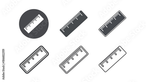 Collection of rulers in various styles - SVG and PNG icons - Vector Icons and Stickers - PNG, SVG, EPS - Glyph and solid icon set - Icon vector - Flat Design Icon - line icon set