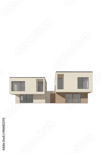 Modern minimalist house with large windows.