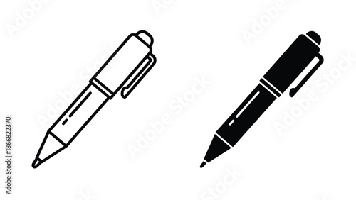 Two pens in silhouette - SVG and PNG icons - Vector Icons and Stickers - PNG, SVG, EPS - Glyph and solid icon set - Icon vector - Flat Design Icon - line icon set