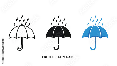 Umbrellas protecting from rain - SVG and PNG icons - Vector Icons and Stickers - PNG, SVG, EPS - Glyph and solid icon set - Icon vector - Flat Design Icon - line icon set