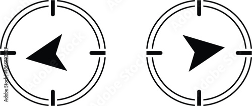 Two black arrow pointing left and right within circular targets circle direction