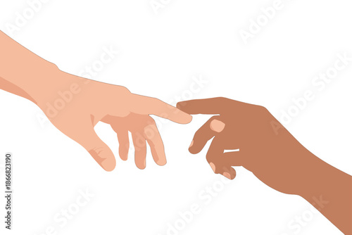 Two hands reaching out to touch