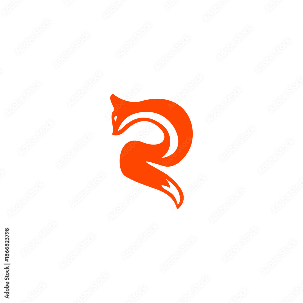 Fototapeta premium Minimalist fox Letter R logo ...