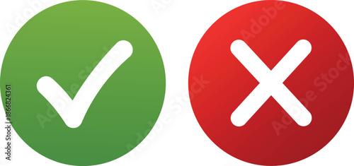 Green checkmark and red cross symbols on white background