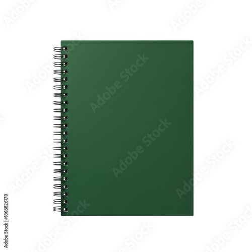Green spiral notebook isolated on transparent background