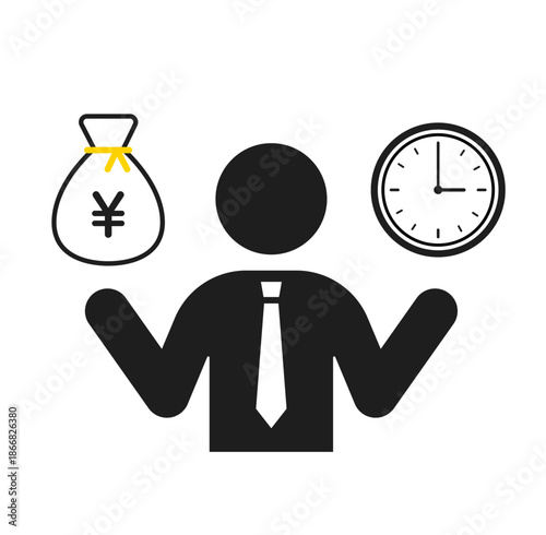 お金と時間を気にするビジネスマン