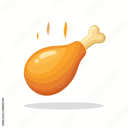 Sizzling hot, crispy golden fried chicken drumstick illustration. A delicious food icon perfect for menus, fast food designs, and culinary advertising projects