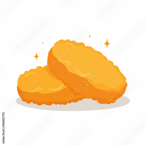 Golden Fried Chicken Nuggets Isolated on a White Background, Delicious Appetizer