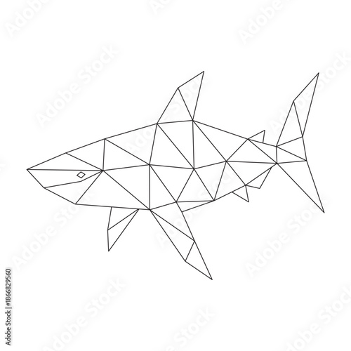 Polygonal line art of shark vector