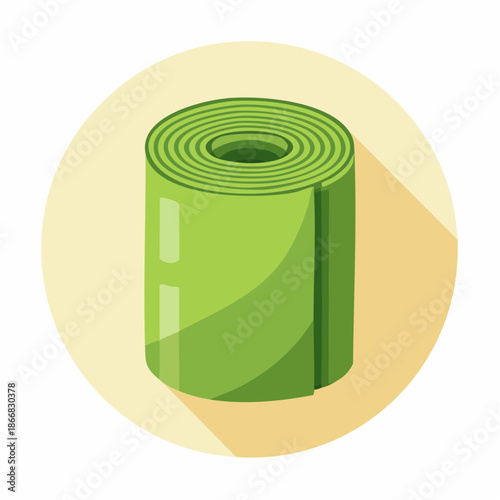 Minimalist green fitness mat icon, a versatile graphic element symbolizing healthy lifestyle, workout routines, and mindful exercise concepts for modern design projects