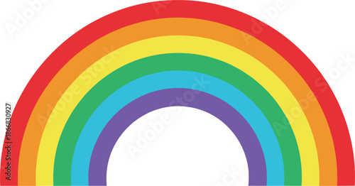 Stylized rainbow with seven colored arcs in semi-circle shape, vector illustration for diversityStylized rainbow with seven colored arcs in semi-circle shape, vector illustration for diversity