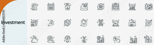 investment icon set, financial growth and stock market wealth management vector