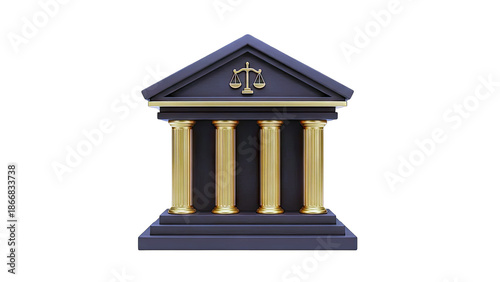 Courtroom Symbol with Scales of Justice and Columns