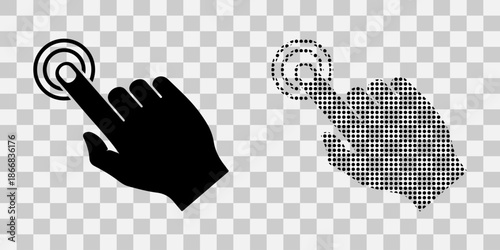 Hand clicking on touch screen interface