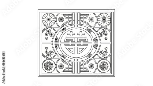 Intricate asian inspired geometric pattern