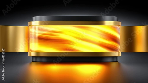 Minimalist Black Gold Style Glowing Rectangular Fluid Energy Background