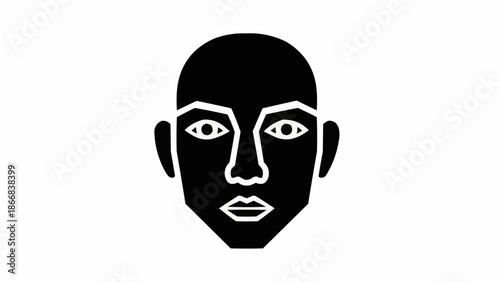 Stylized Black Silhouette of a Human Face.