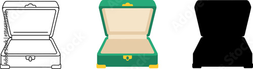 Open jewelry gift box for ring or necklace storage and presentation