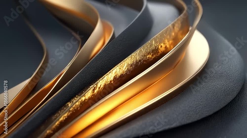 Luxury black gold matte textured overlapping flowing lines